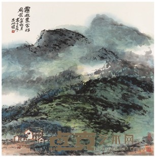 朱屺瞻 1985年作 农家风景 立轴 68.5X68.5cm